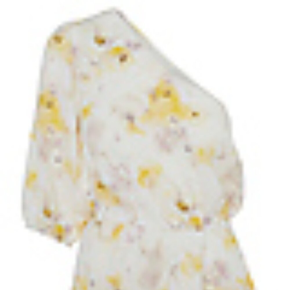 One Shoulder Abstract Print Top in Ivory/Yellow-Gilli